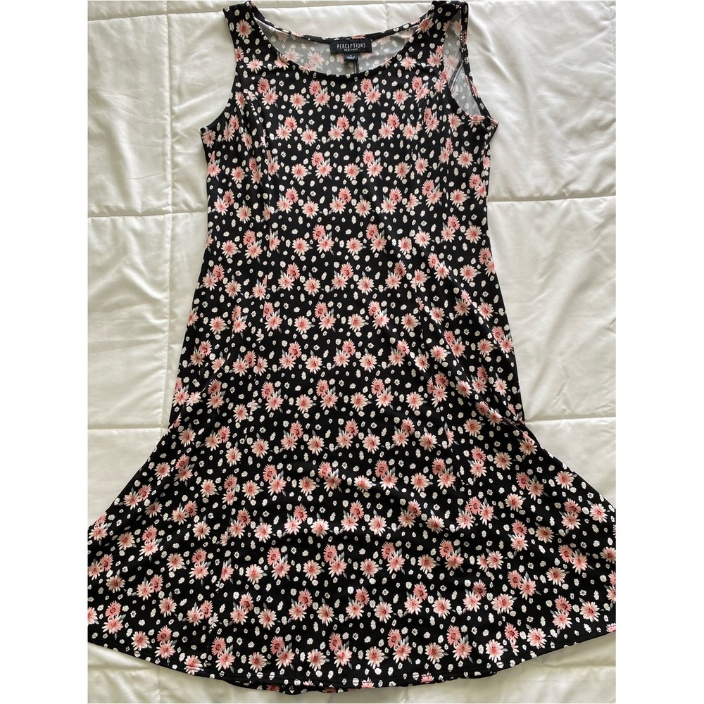 Perceptions‎ Black Dress with Pink and White Floral Print